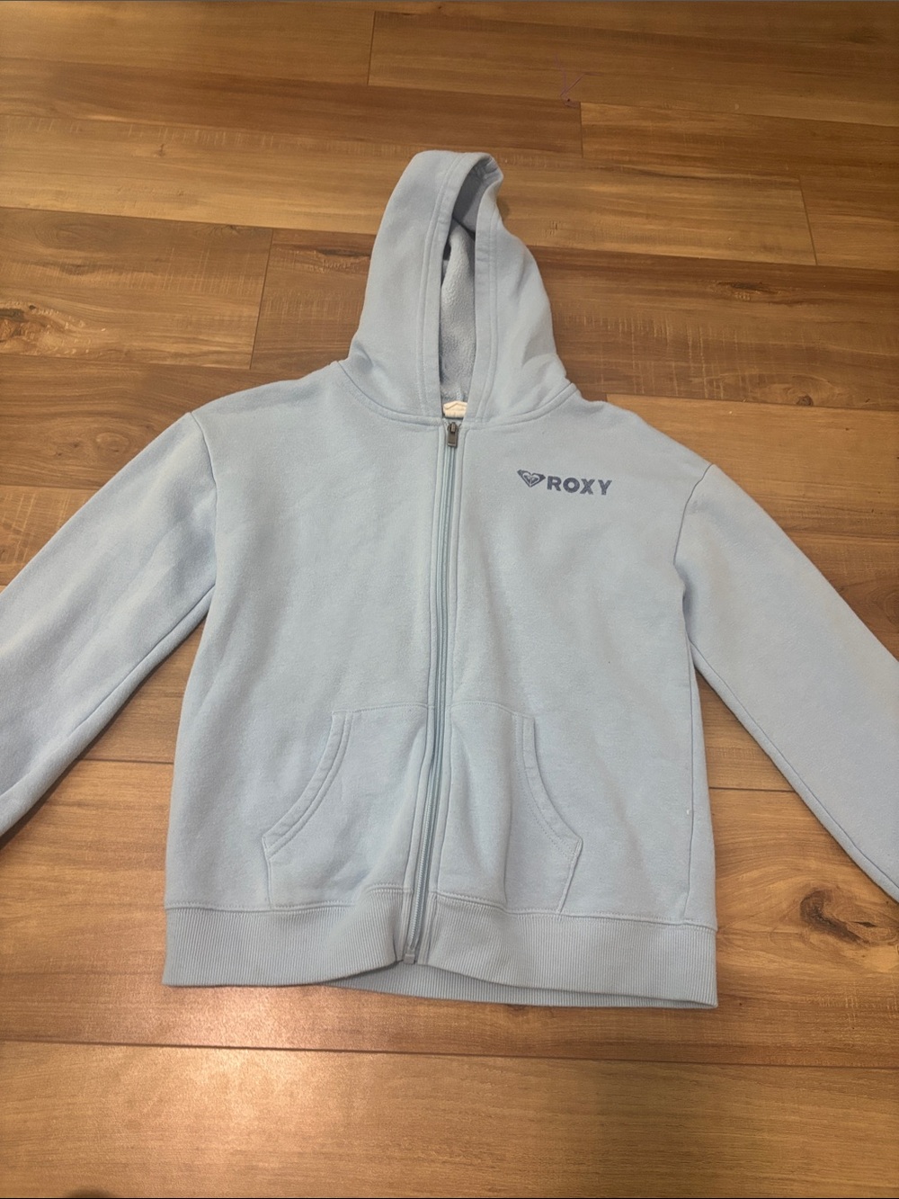 Roxy Light Blue Zip-Up Hoodie for Kids